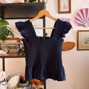 Hill House Black Ruffle Blouse